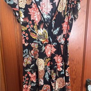 Xhilaration Black Floral Midi Dress